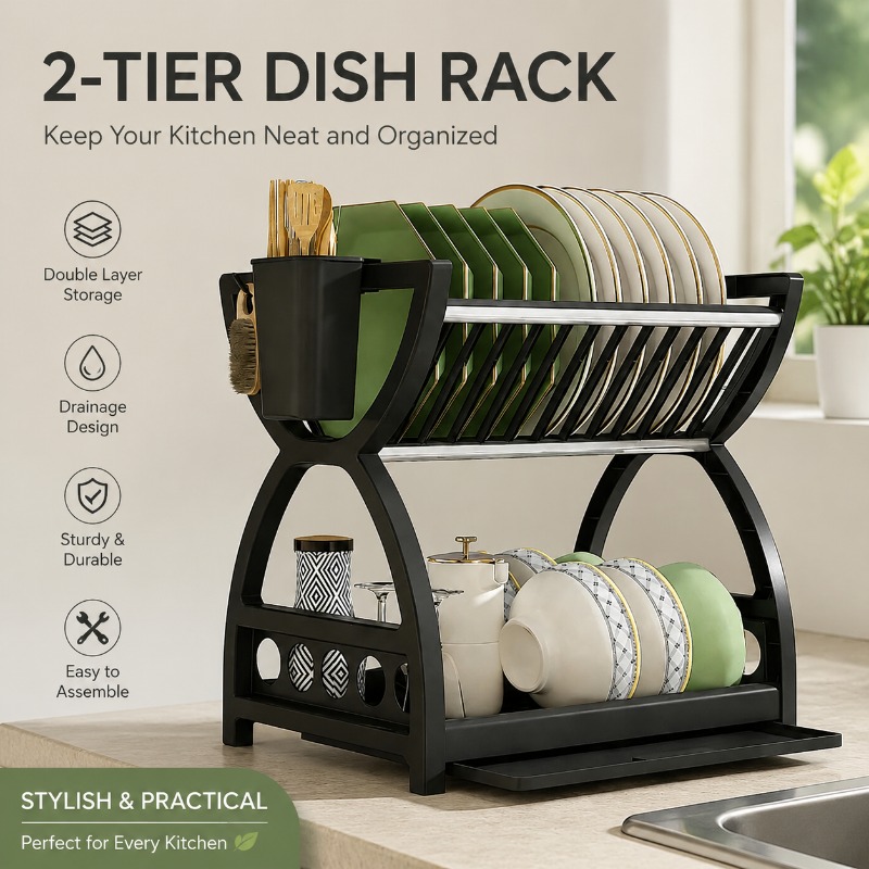 Kitchen Appliances Storage - Scolapiatti a 2 livelli da cucina,