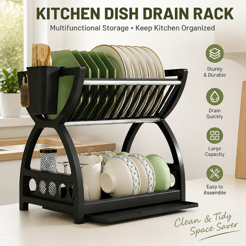 Kitchen Appliances Storage - Scolapiatti a 2 Livelli, Organizzatore da